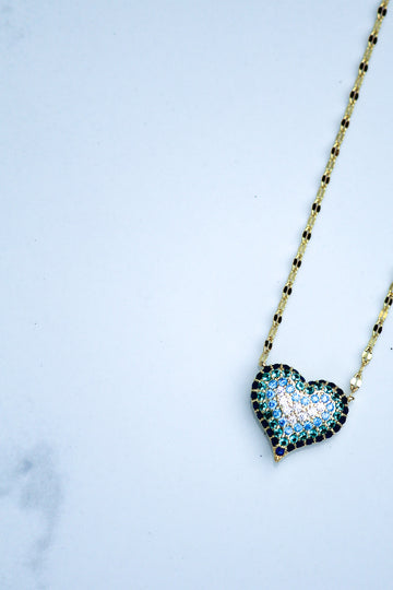 QUEEN OF HEARTS NECKLACE- BLUE OMBRÉ